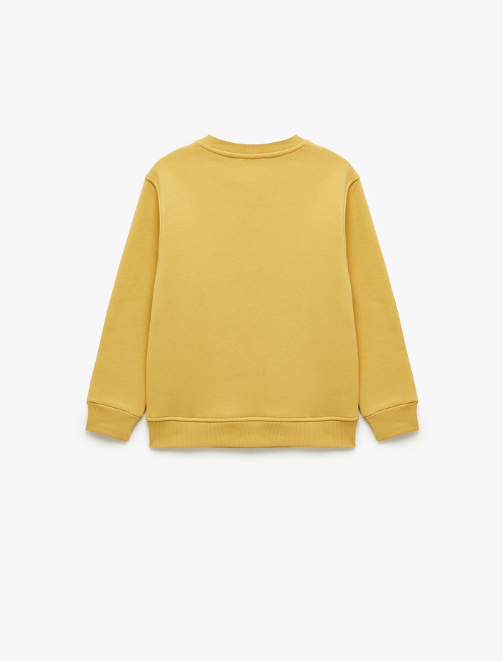 Erkek Çocuk Dinozor Baskılı Uzun Kollu Bisiklet Yaka Şardonlu Sweatshirt