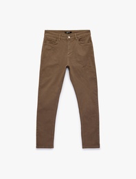 Pamuklu Cepli Düğmeli Slim Fit Pantolon