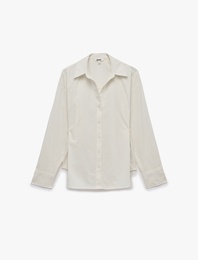 Pamuklu Klasik Yaka Uzun Kollu Oversize Poplin Gömlek