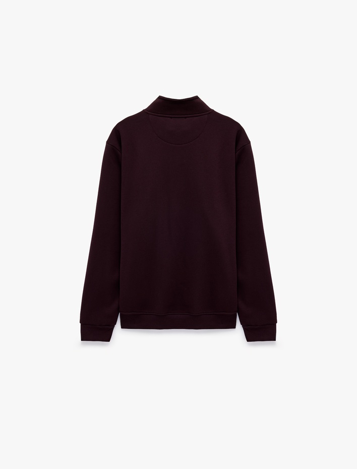  Şardonlu Regular Fit Uzun Kollu Fermuarlı Yaka Sweatshirt