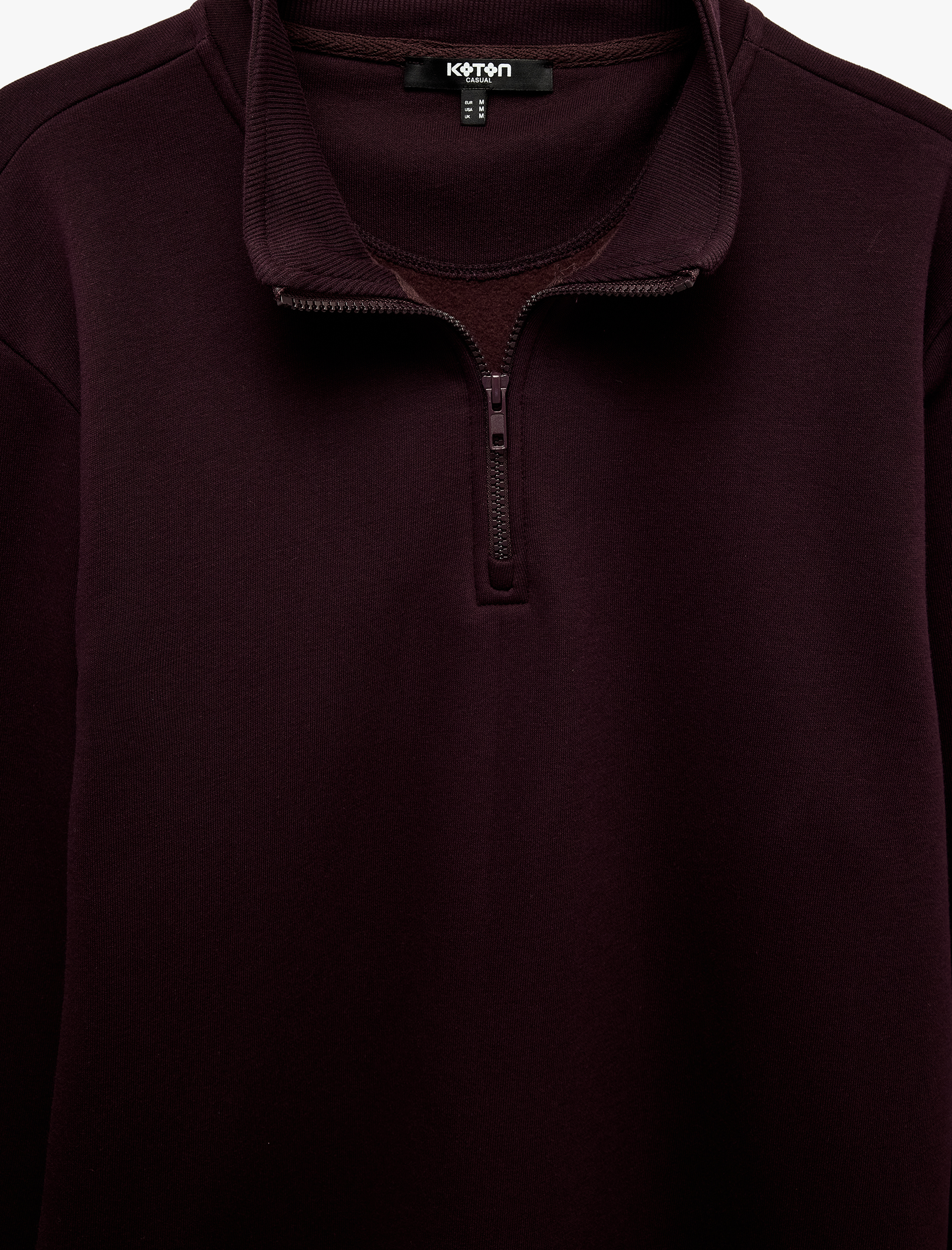   Şardonlu Regular Fit Uzun Kollu Fermuarlı Yaka Sweatshirt