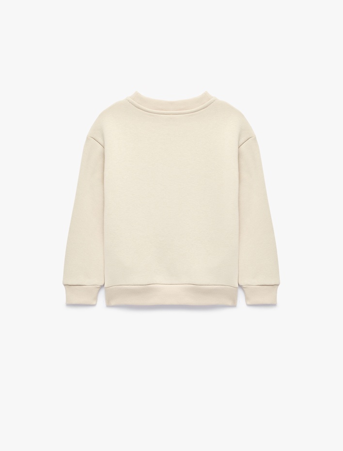 Erkek Bebek Şardonlu Nakış Detaylı Dik Yaka Uzun Kollu Sweatshirt