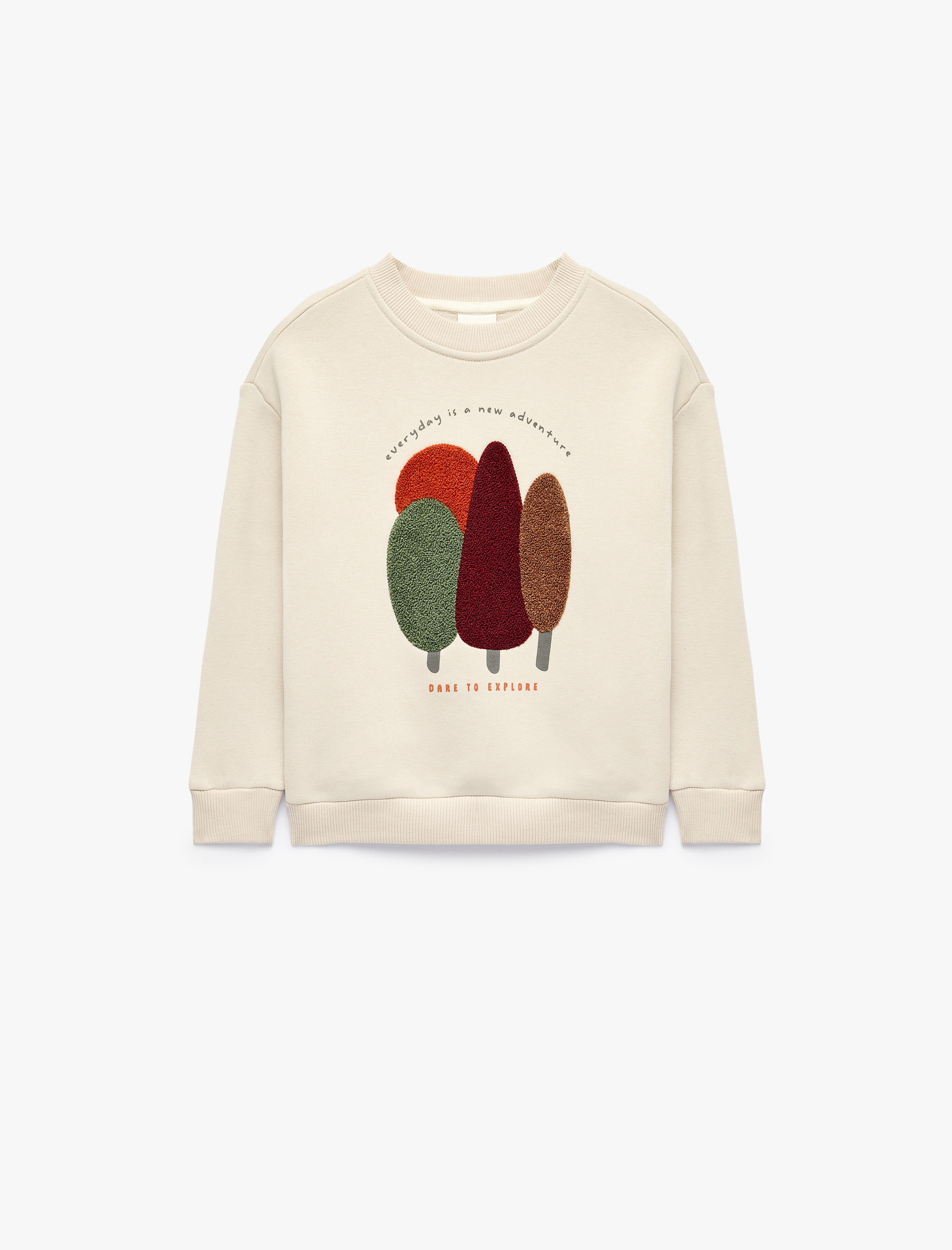  Erkek Bebek Şardonlu Nakış Detaylı Dik Yaka Uzun Kollu Sweatshirt