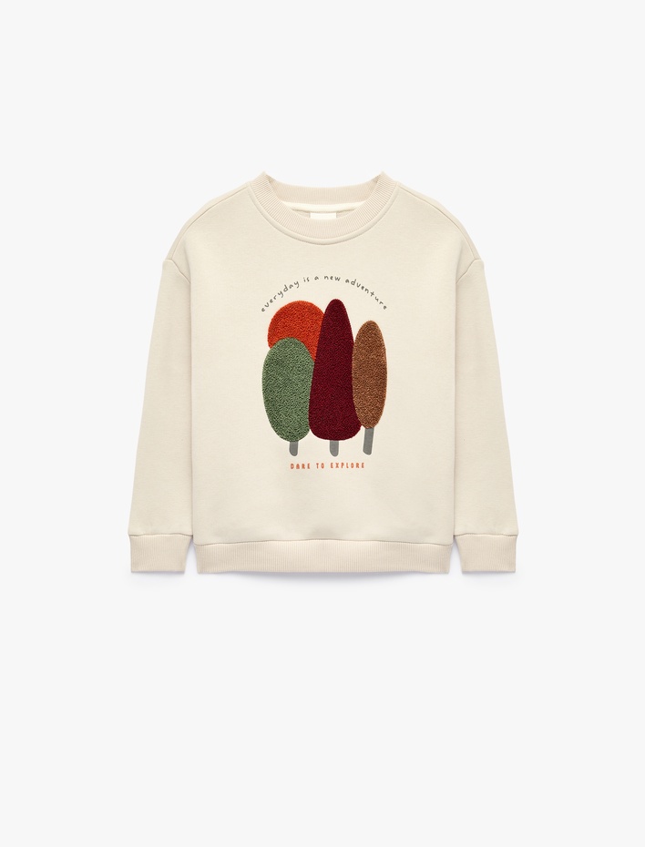 Erkek Bebek Şardonlu Nakış Detaylı Dik Yaka Uzun Kollu Sweatshirt
