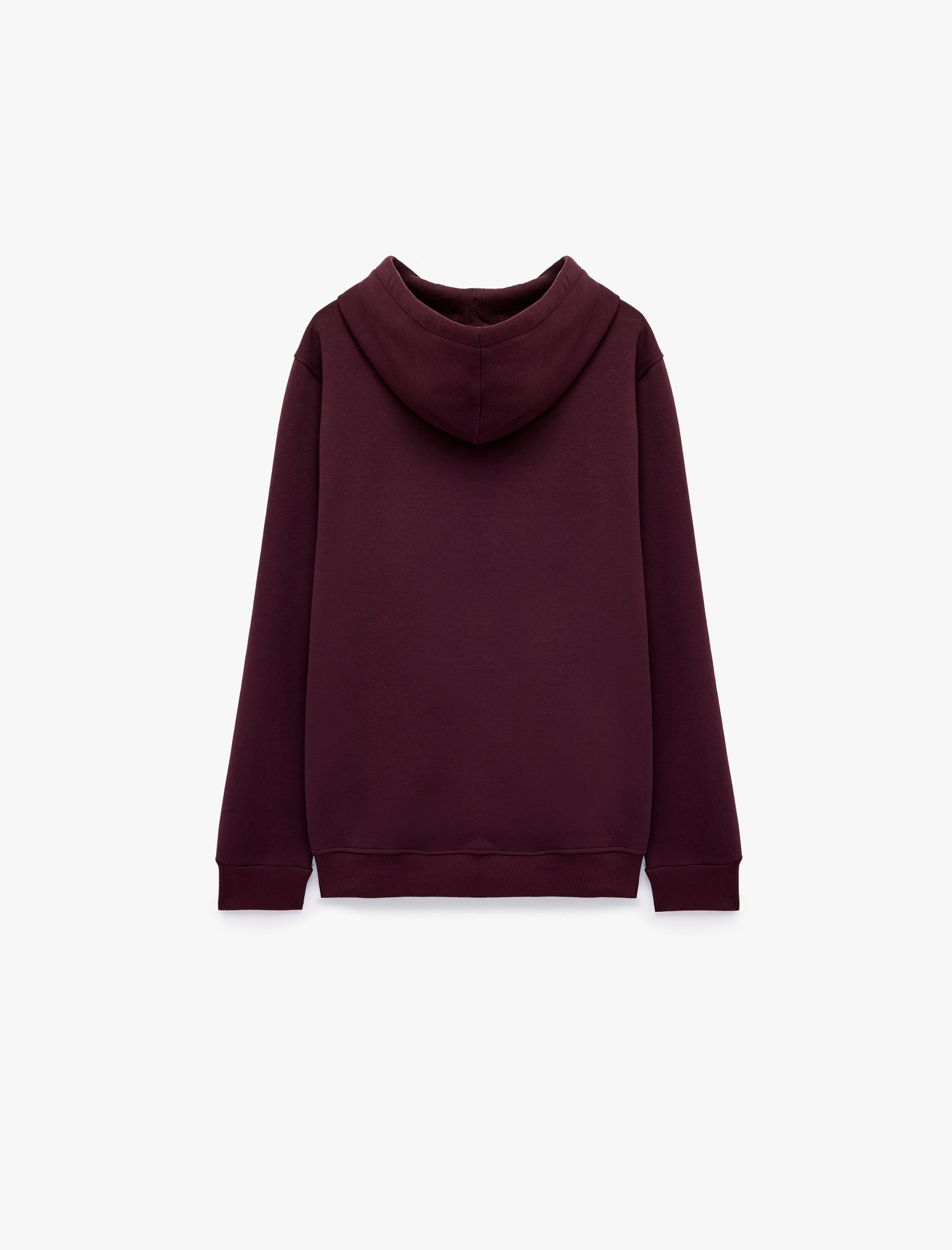   Uzun Kollu Üç İplik Şardonlu Pamuklu Kapşonlu Spor Sweatshirt
