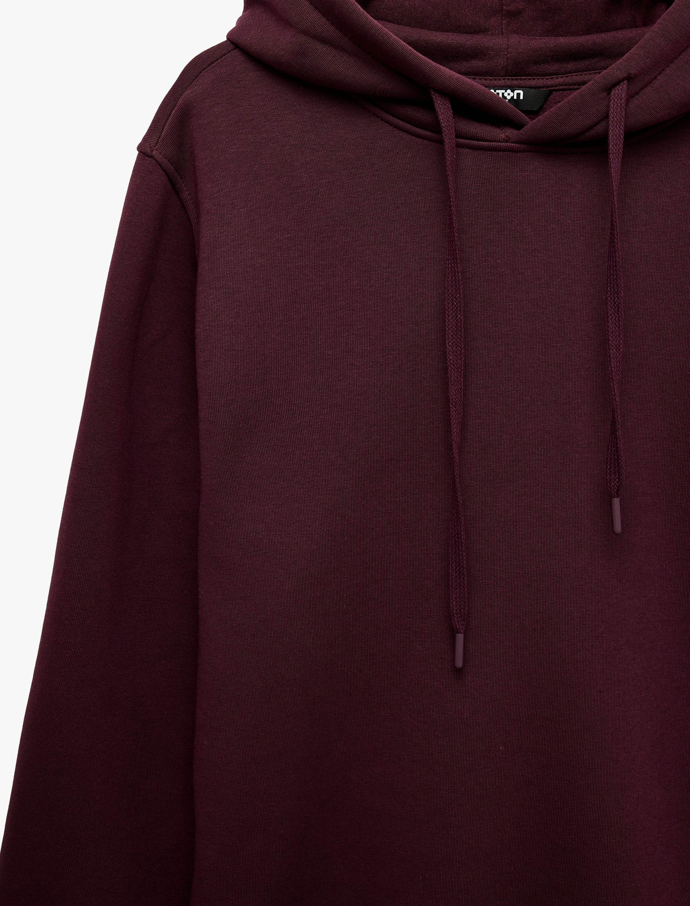   Uzun Kollu Üç İplik Şardonlu Pamuklu Kapşonlu Spor Sweatshirt
