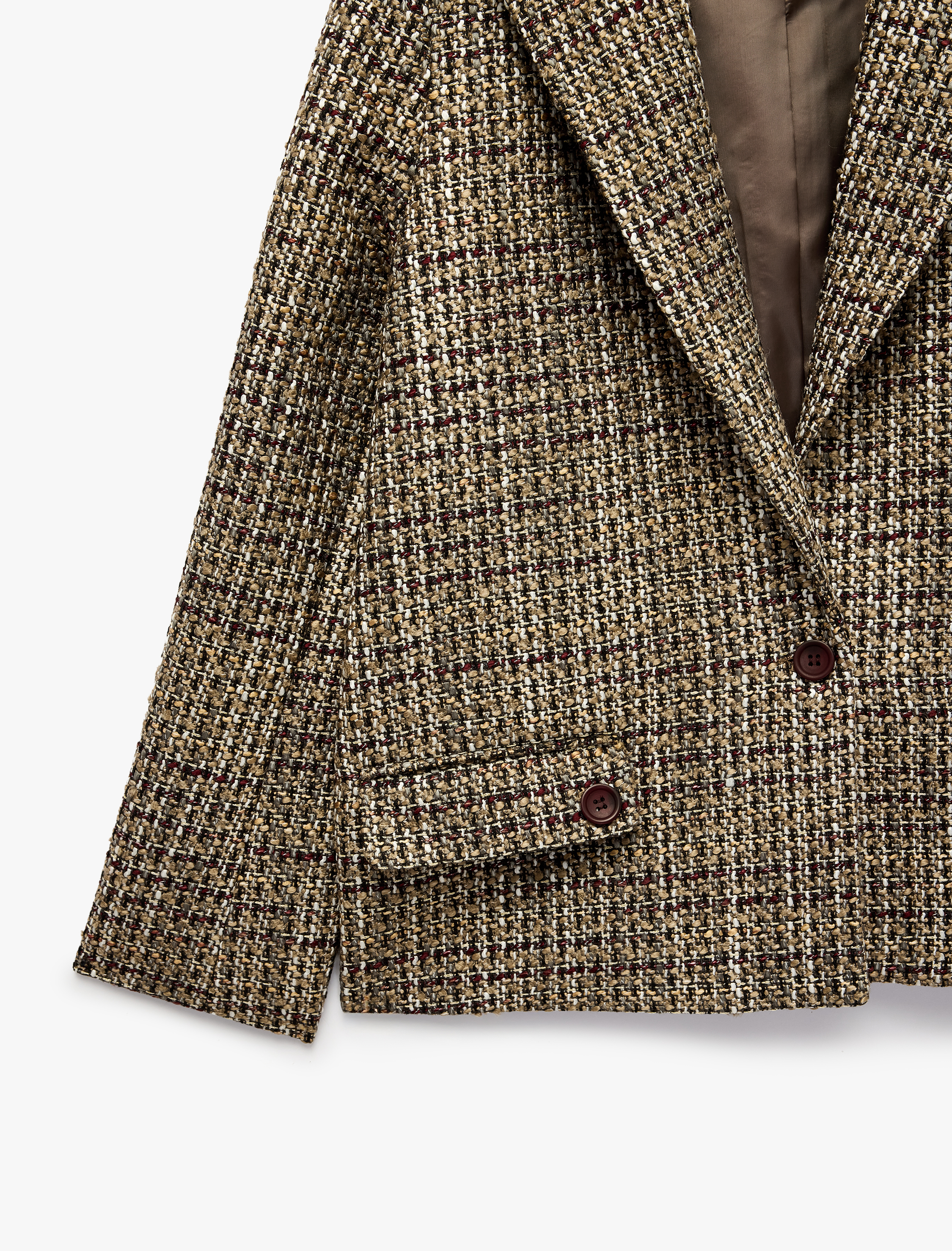  Kapaklı Çift Cepli Uzun Kollu Ekose Tüvit Blazer Ceket