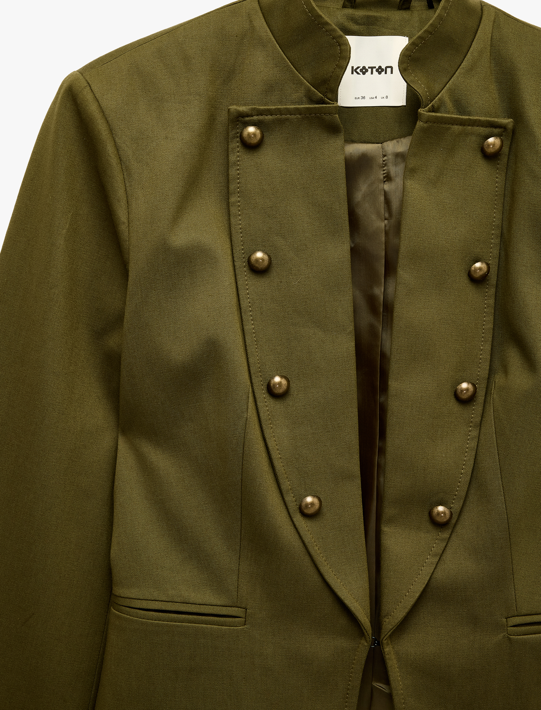   Süs Düğmeli Gabardin Napolyon Ceket Slim Fit Pamuklu Uzun Kollu