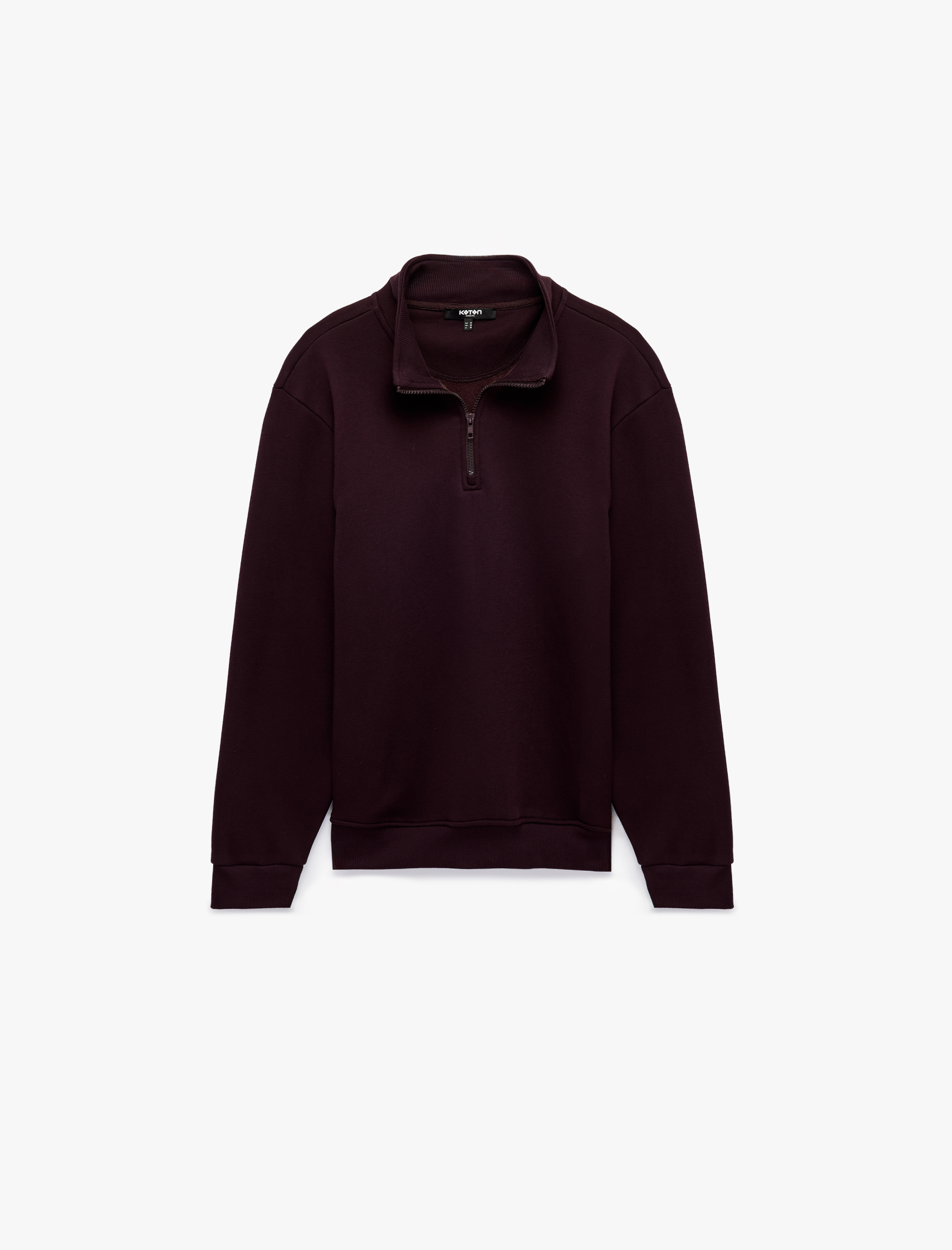   Şardonlu Regular Fit Uzun Kollu Fermuarlı Yaka Sweatshirt