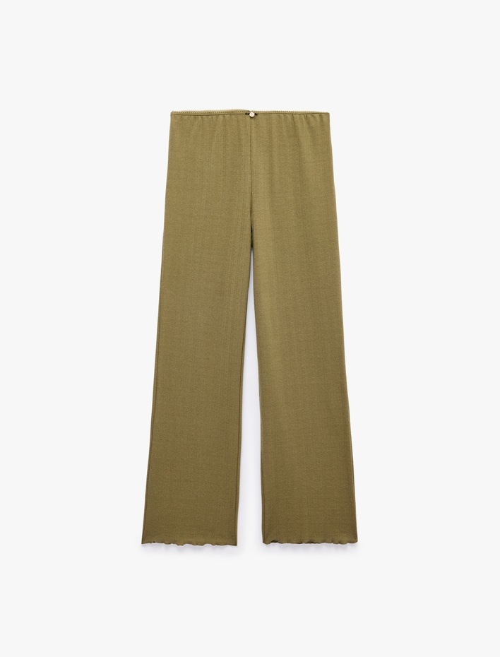  Beli Lastikli Viskon Karışımlı Rahat Kesim Pijama Altı