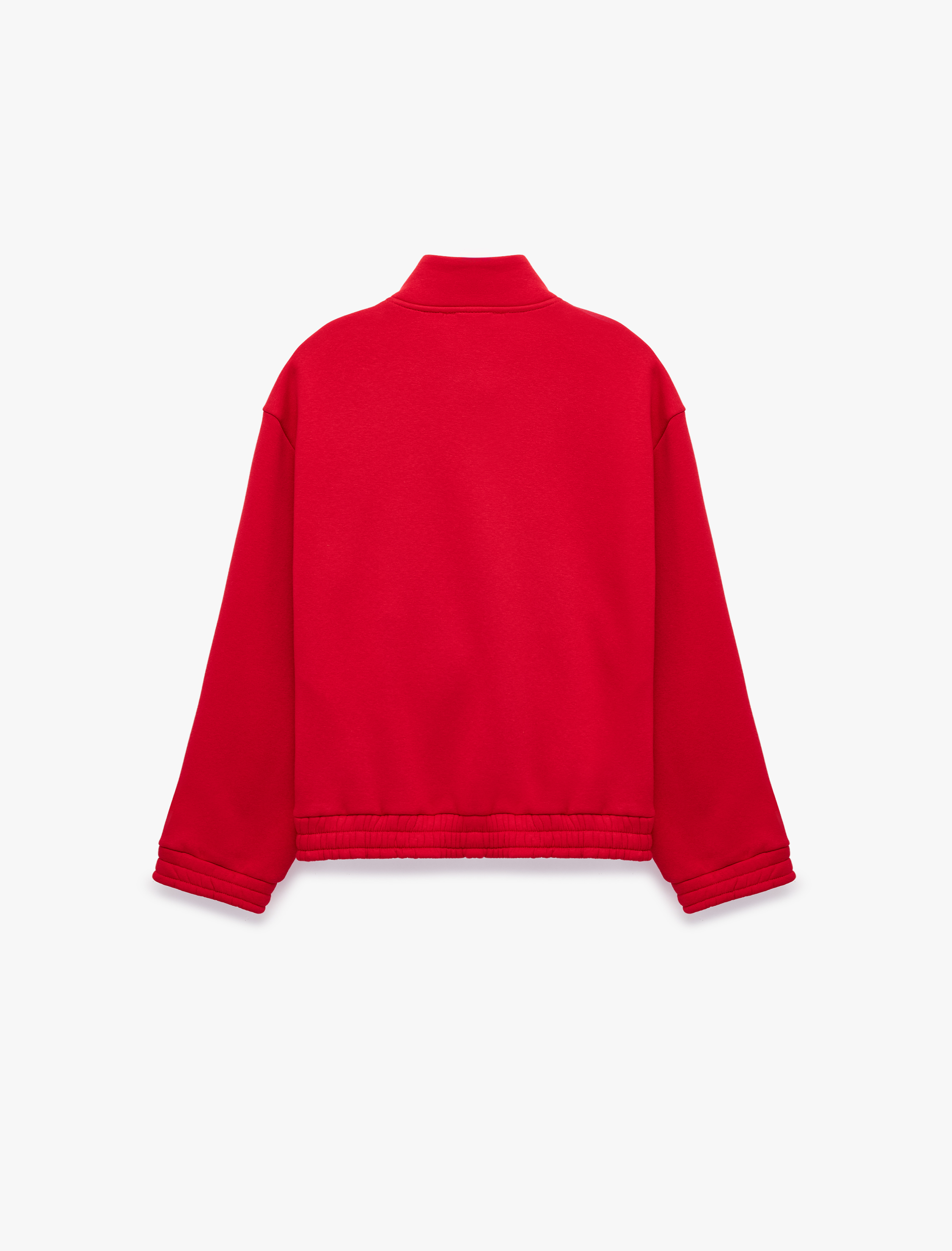   Şardonlu Rahat Kalıp Dik Yaka Fermuarlı Kurbağa Kapama Düğmeli Uzun Kollu Sweatshirt