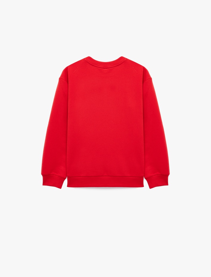 Kız Çocuk Atatürk Baskılı Uzun Kollu Bisiklet Yaka Pamuklu Sweatshirt