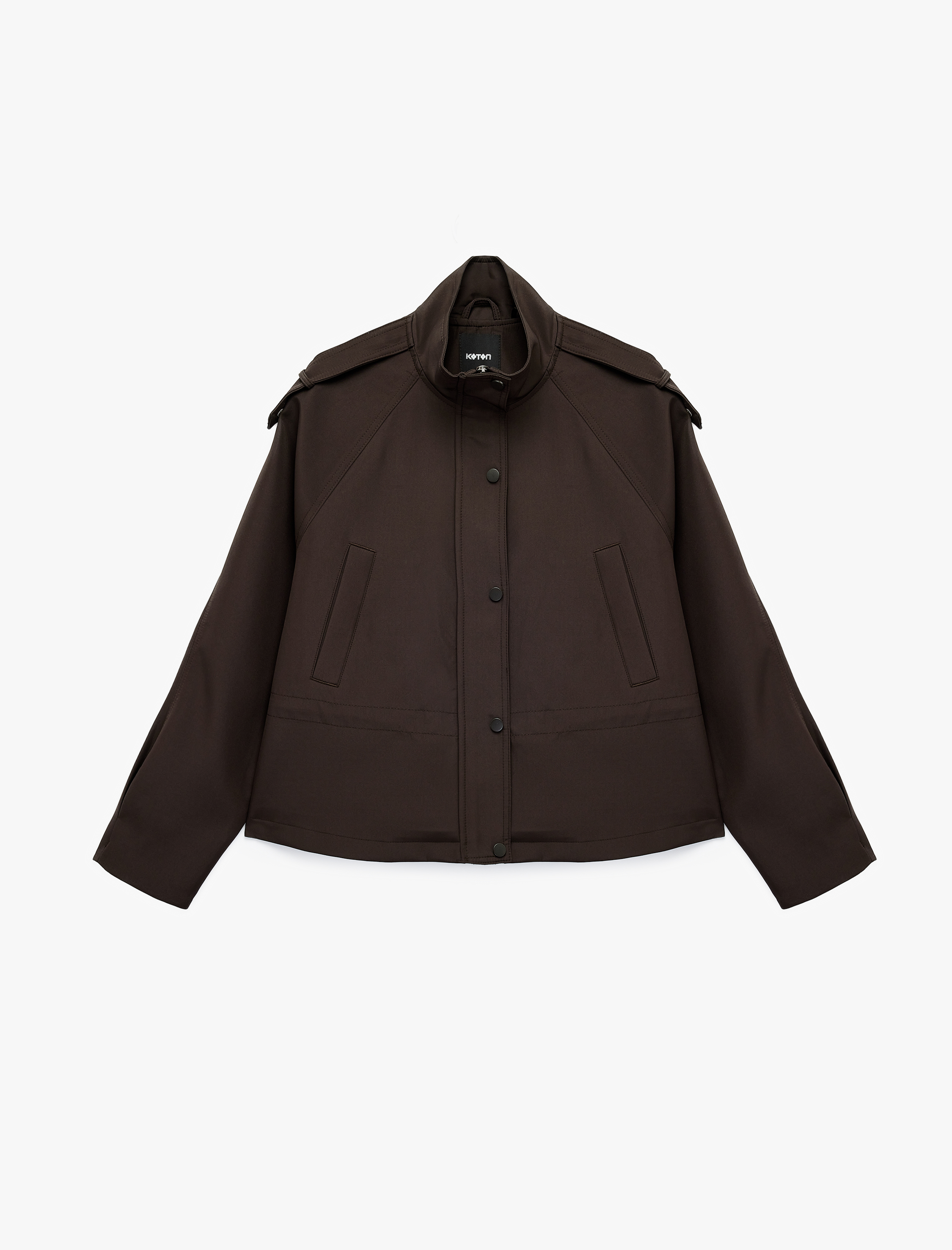   Reglan Uzun Kollu Beli Bağcıklı Dik Yaka Gabardin Ceket
