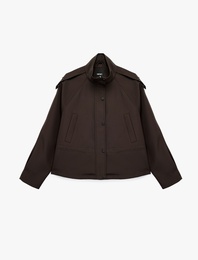 Reglan Uzun Kollu Beli Bağcıklı Dik Yaka Gabardin Ceket