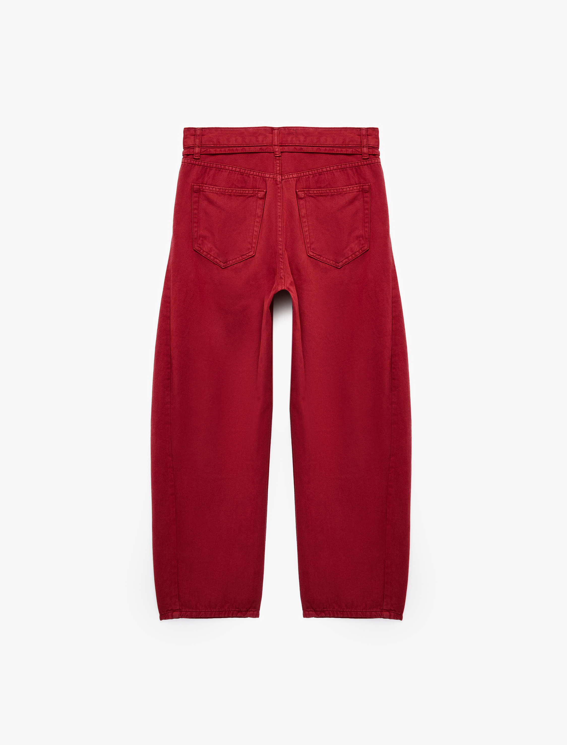   Kemerli Cepli Normal Bel Rahat Kalıp Balon Fit Barrel Pantolon - Barrel Jeans
