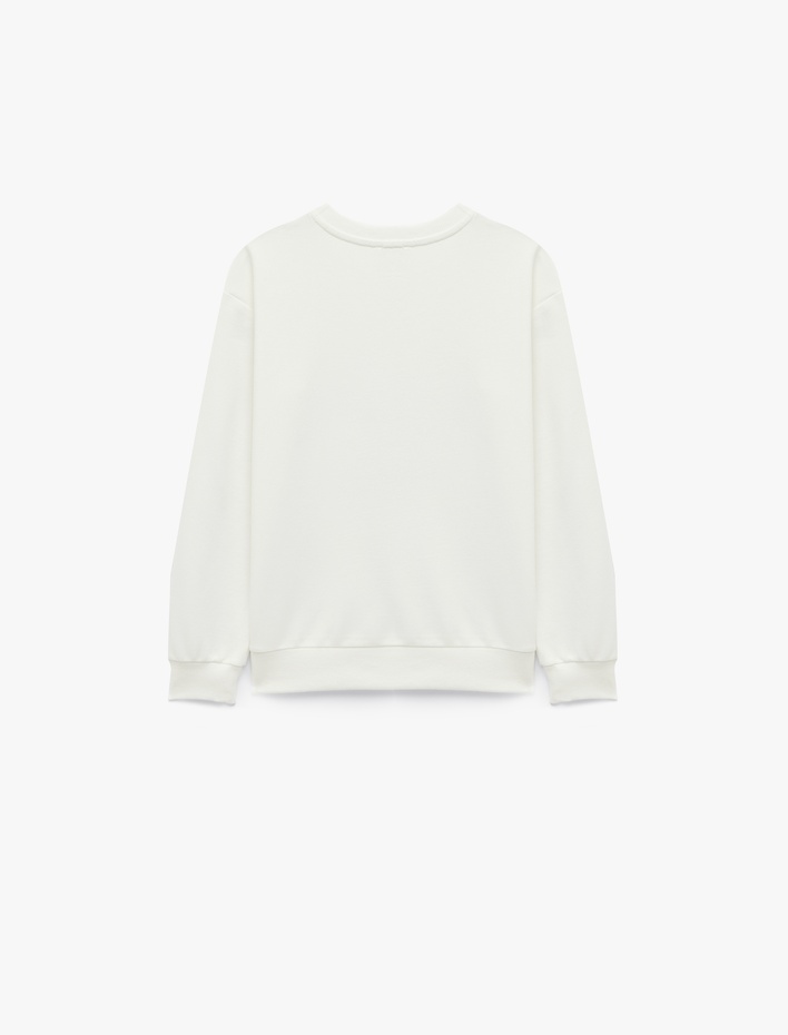 Kız Çocuk Atatürk Baskılı Uzun Kollu Bisiklet Yaka Pamuklu Sweatshirt