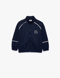 Cepli Uzun Kollu Dik Yaka Fermuarlı Sweatshirt