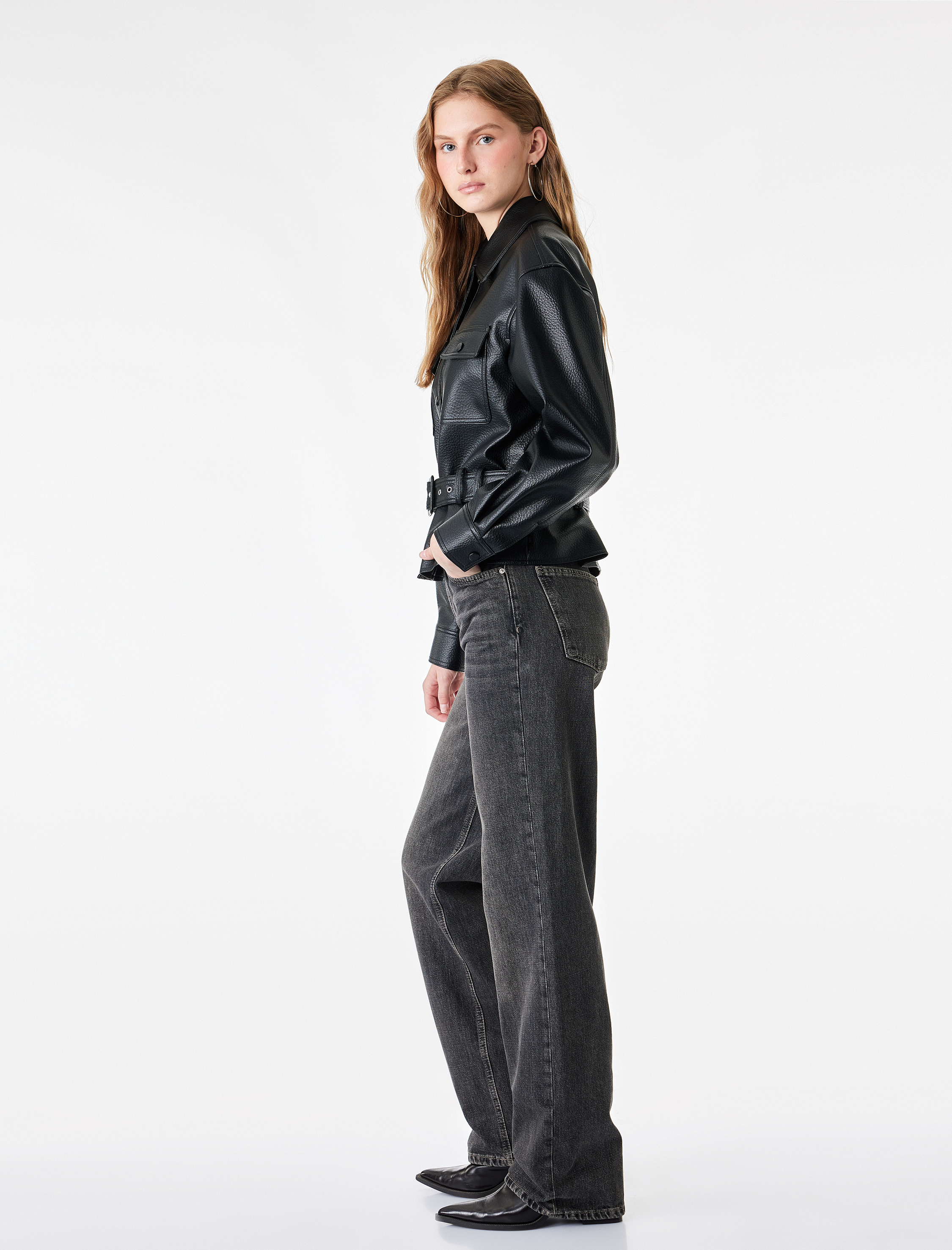   Normal Bel Straight Fit Pamuklu Duble Paça Denim Pantolon - Straight Fit Jean