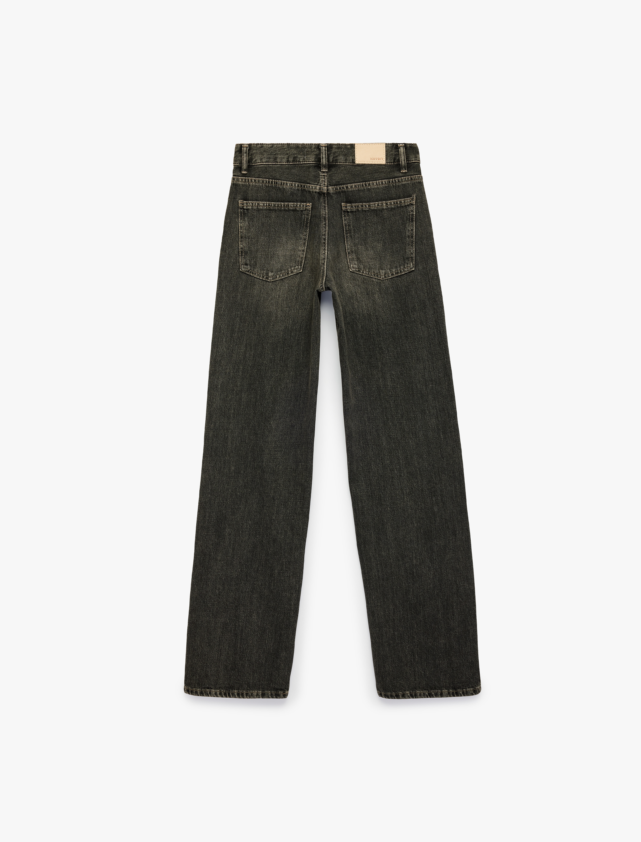  Normal Bel Straight Fit Pamuklu Duble Paça Denim Pantolon - Straight Fit Jean