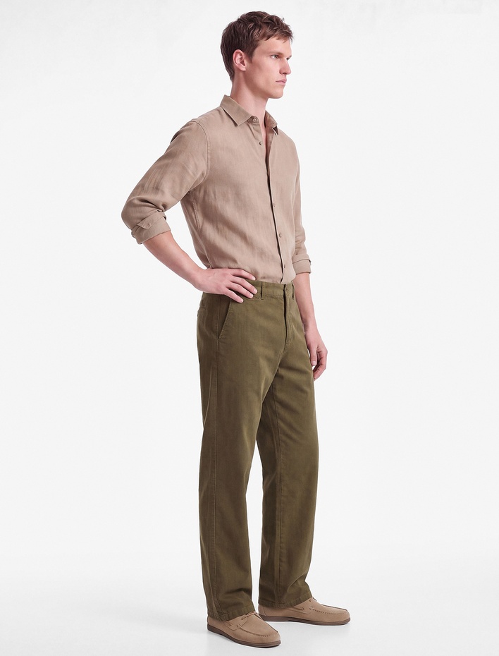  Cepli Pamuklu Beli Lastikli Bağcıklı Gabardin Pantolon