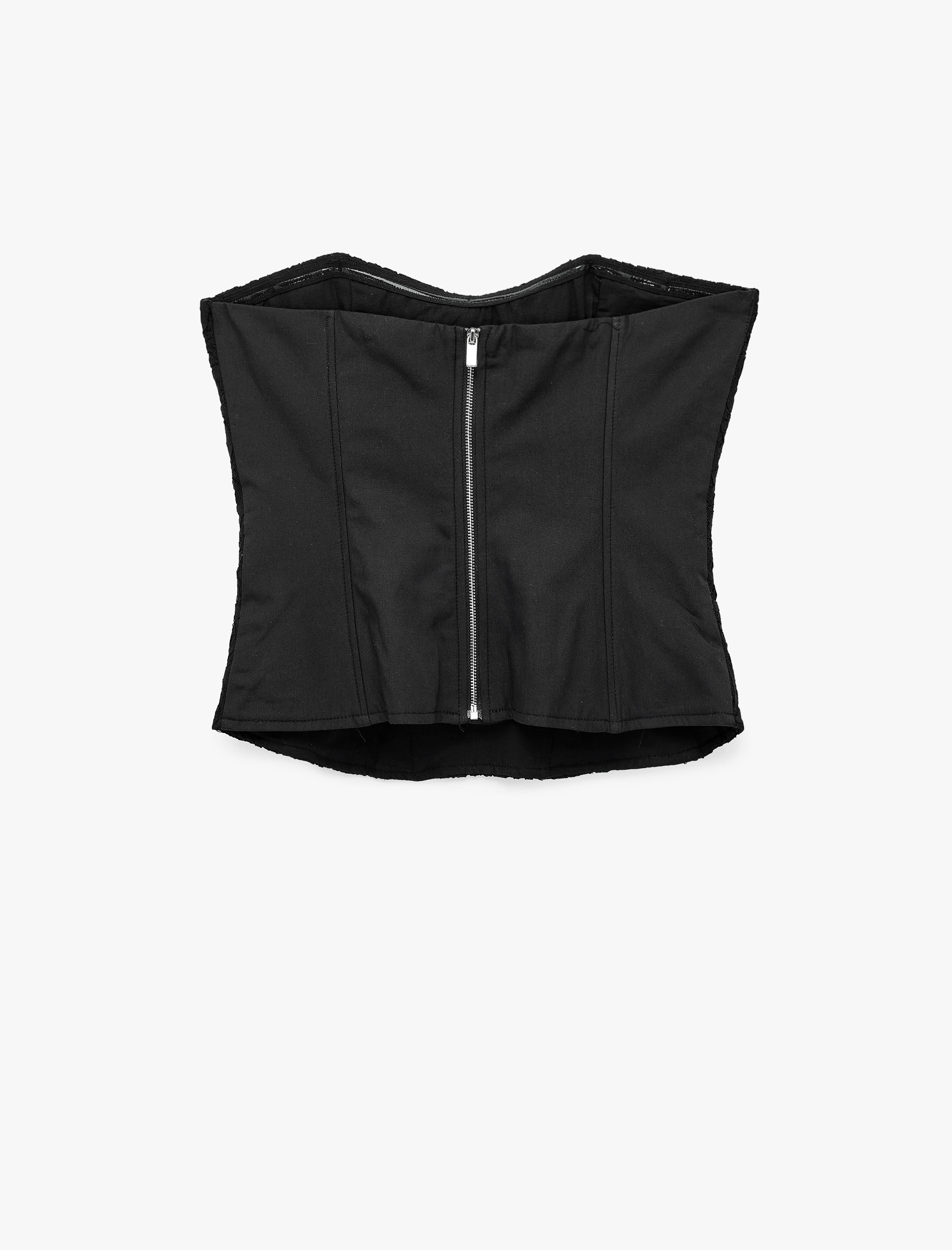   Slim Fit Dantelli Straplez Korse Üst