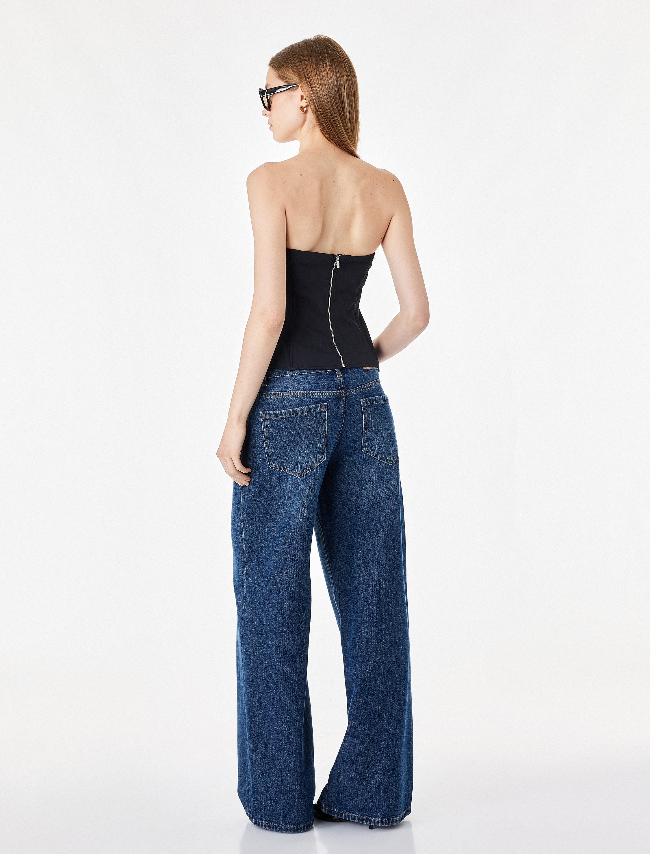   Slim Fit Dantelli Straplez Korse Üst
