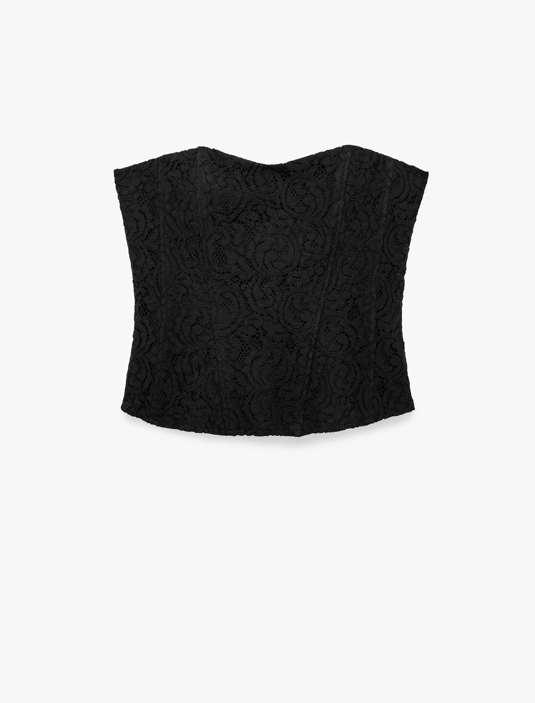   Slim Fit Dantelli Straplez Korse Üst