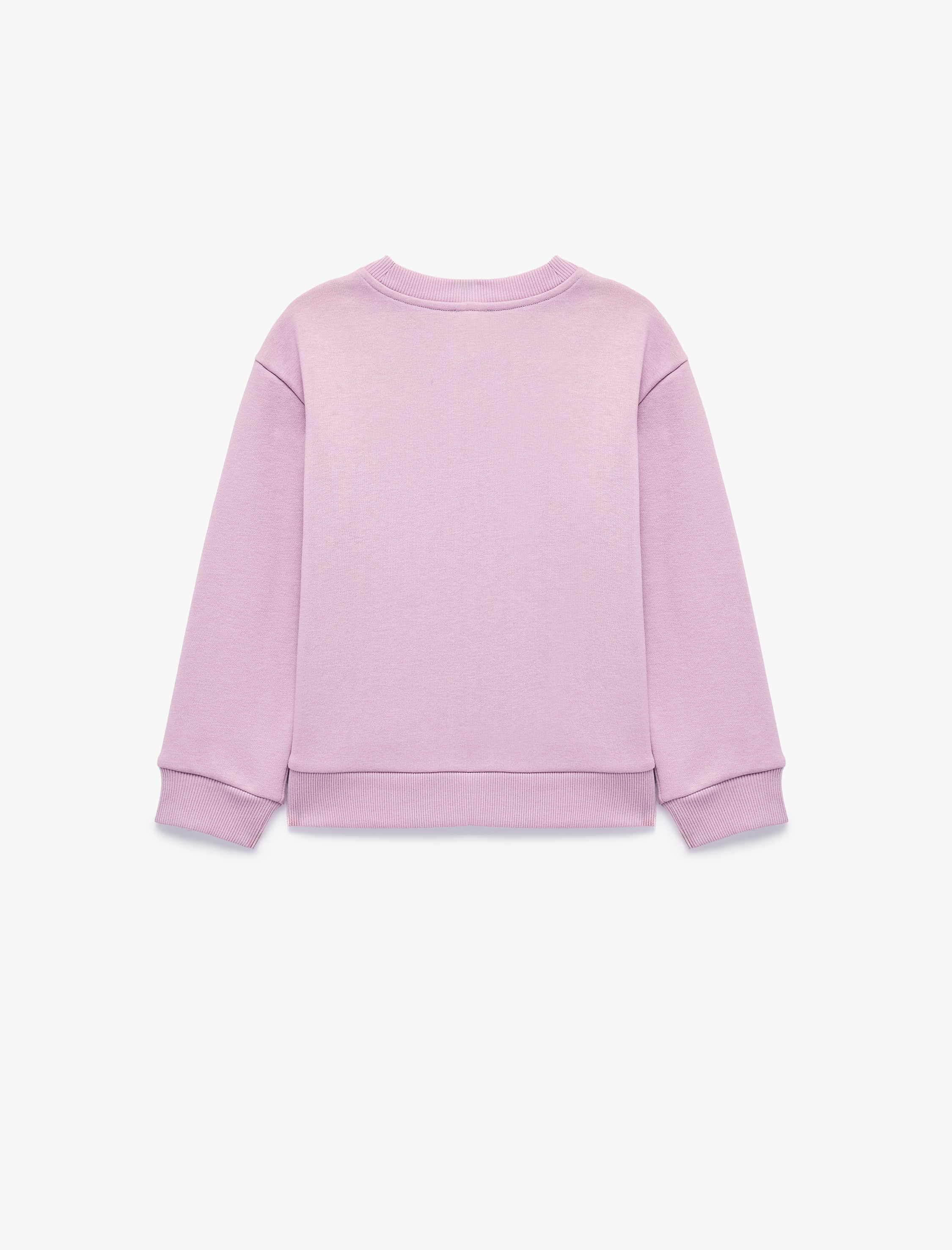  Kız Çocuk Kedi ve Köpek Baskılı Şardonlu Bisiklet Yaka Uzun Kollu Sweatshirt