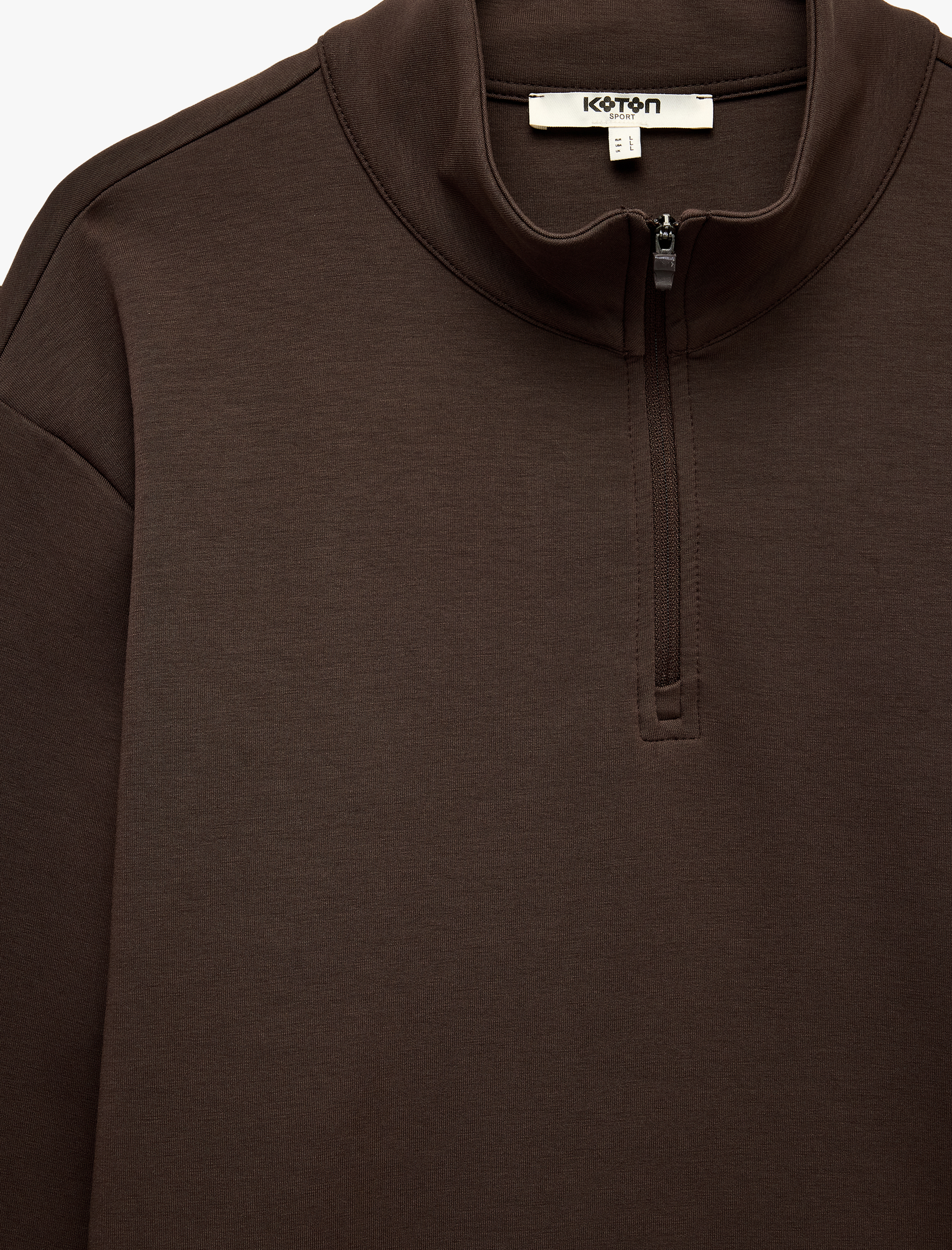   Oversize Pamuklu Uzun Kollu Dik Yaka Yarım Fermuarlı Spor Sweatshirt