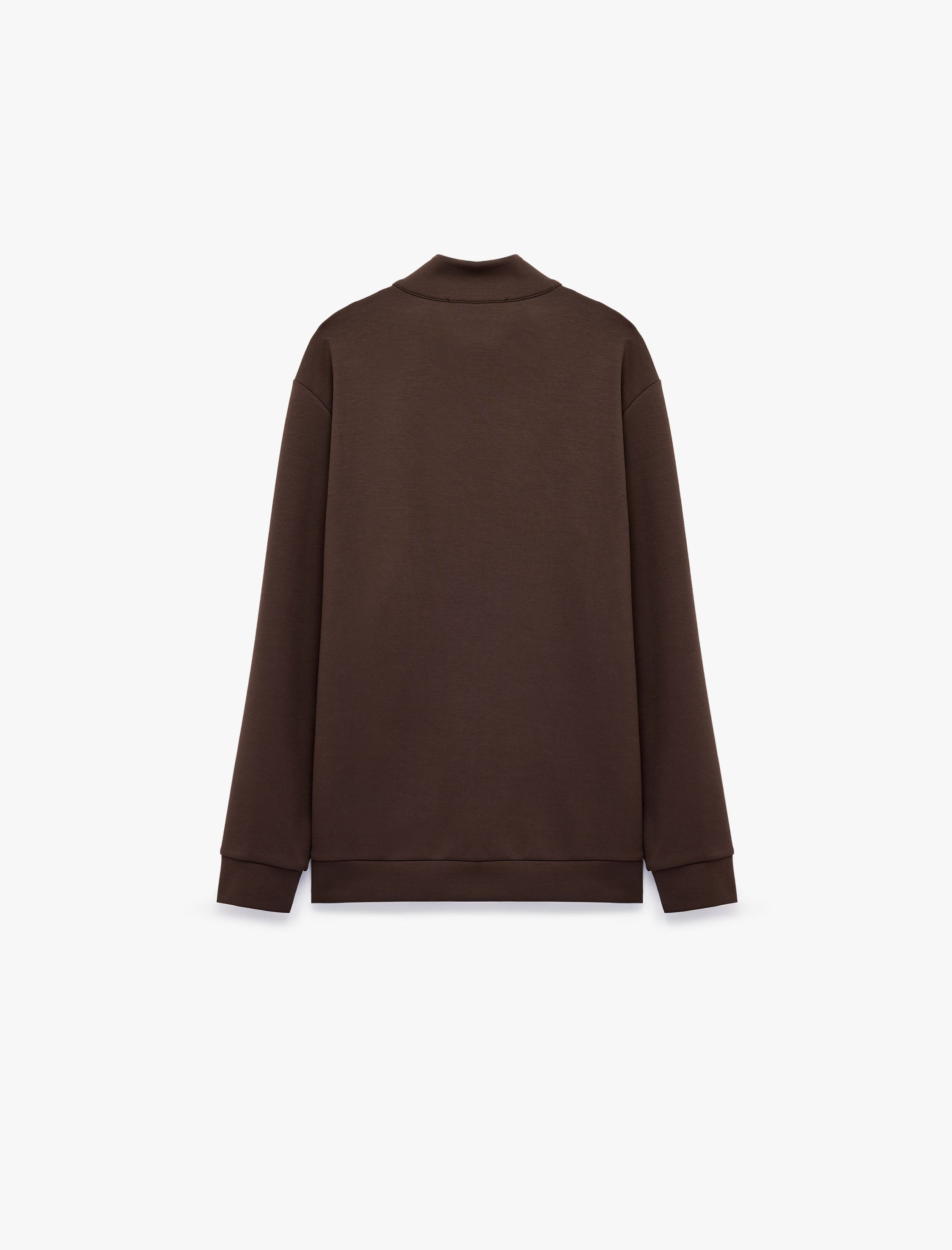   Oversize Pamuklu Uzun Kollu Dik Yaka Yarım Fermuarlı Spor Sweatshirt