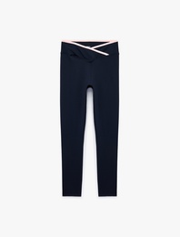 Yüksek Bel Kemer Detaylı Biyeli Slim Fit Spor Tayt