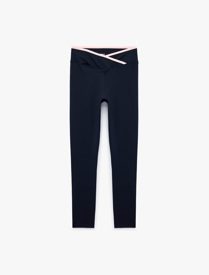  Yüksek Bel Kemer Detaylı Biyeli Slim Fit Spor Tayt