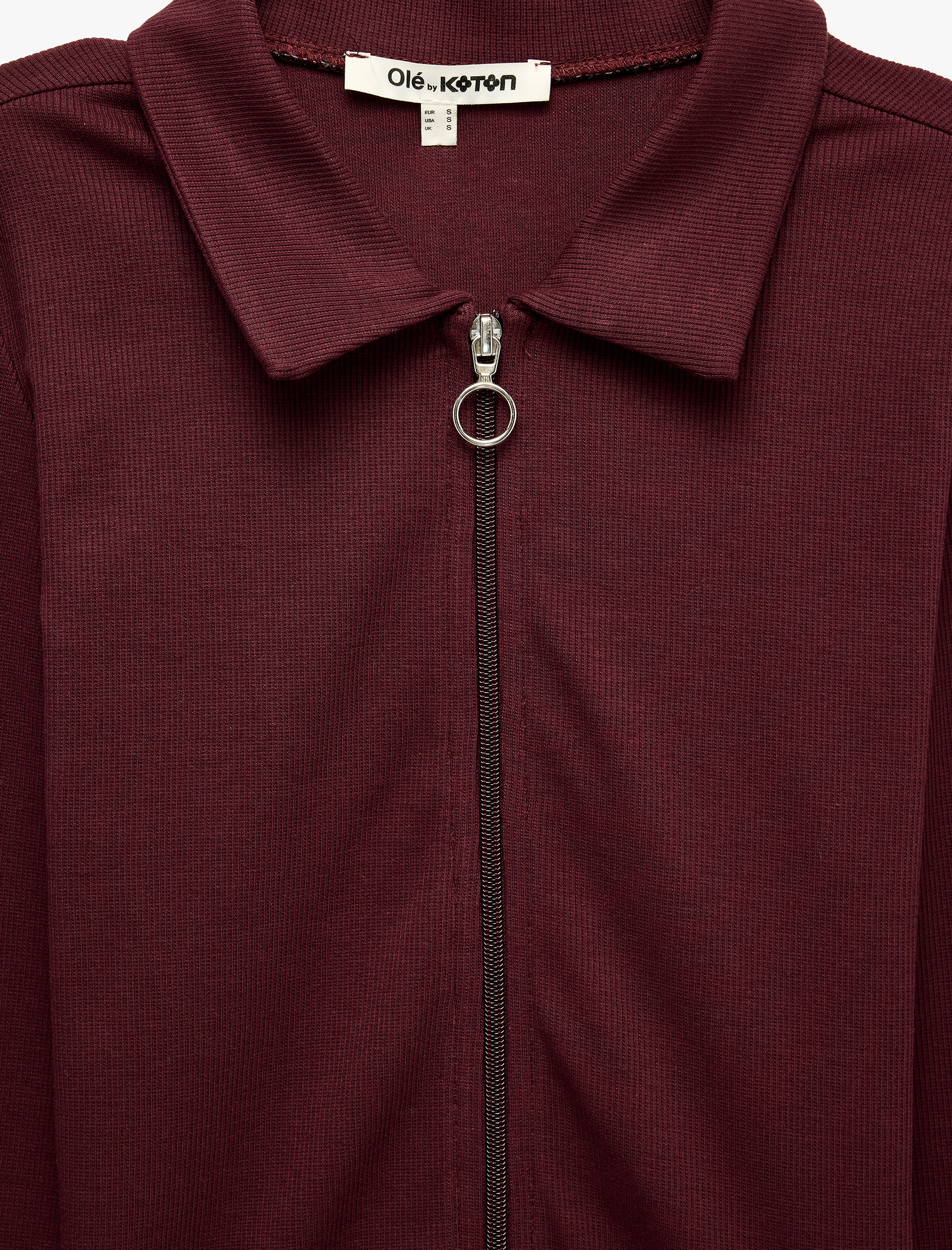   Pamuklu Slim Fit Fermuarlı Uzun Kollu Kaşkorse Polo Yaka Tişört