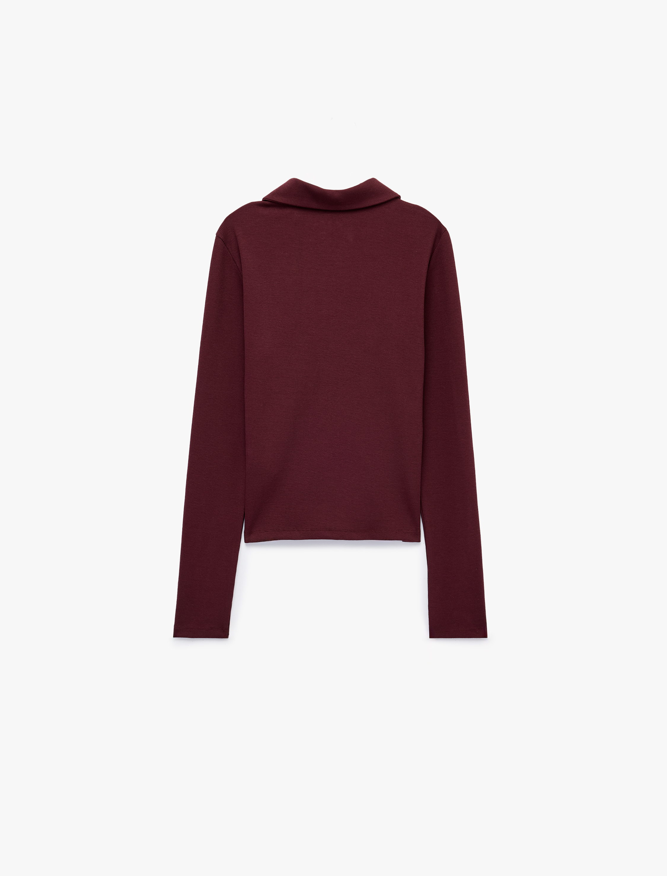   Pamuklu Slim Fit Fermuarlı Uzun Kollu Kaşkorse Polo Yaka Tişört