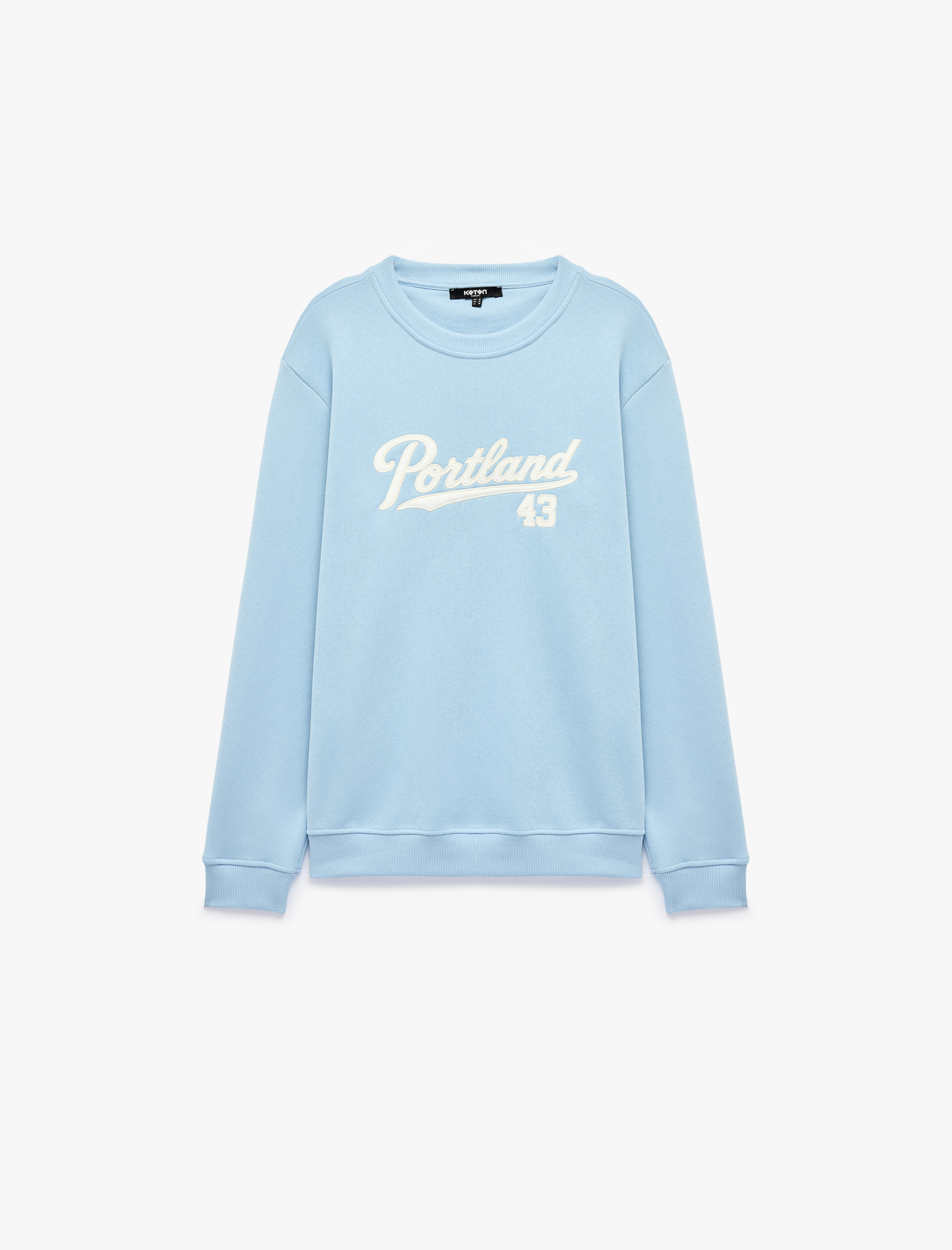   Üç İplik Şardonlu Uzun Kollu Bisiklet Yaka Baskılı Sweatshirt
