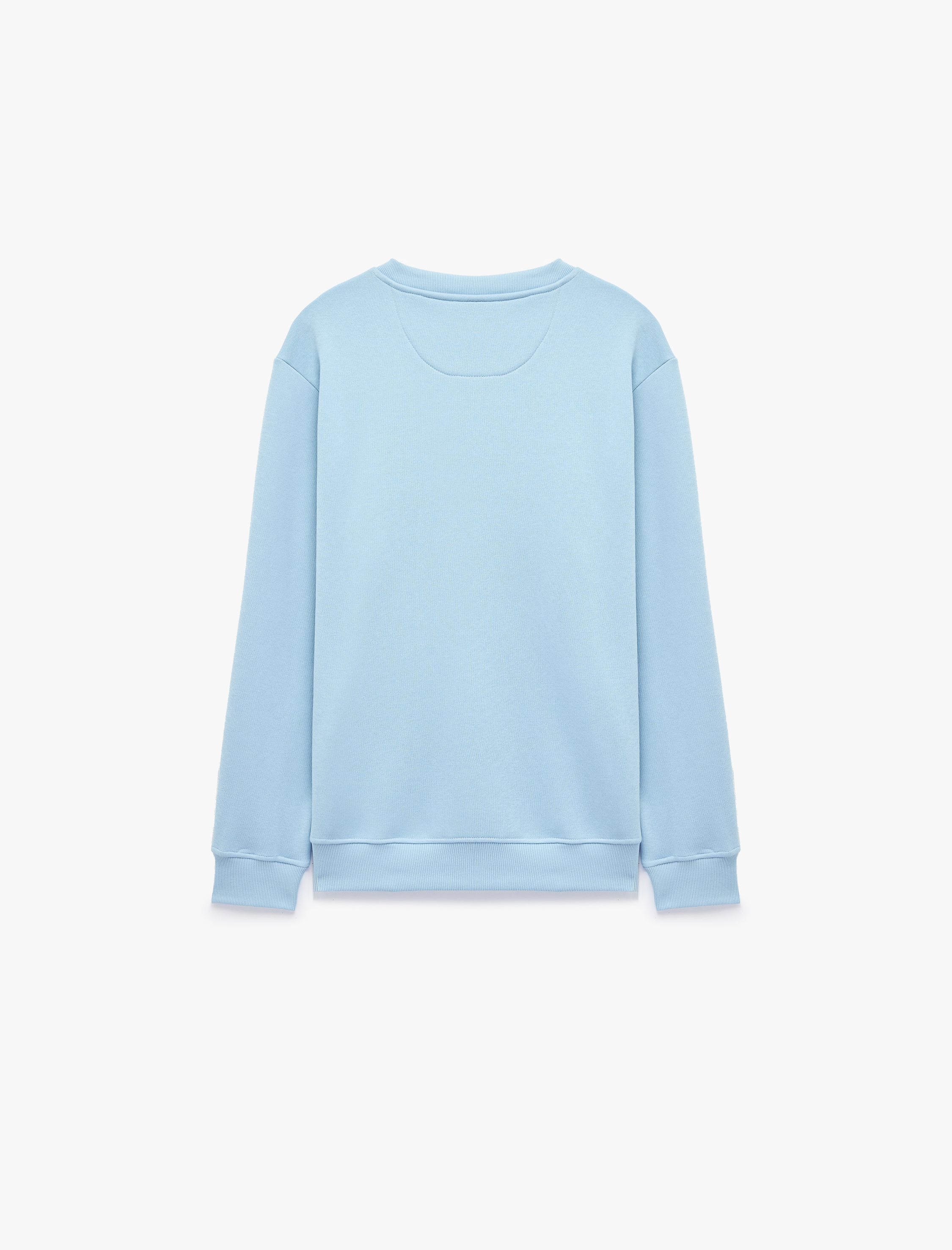   Üç İplik Şardonlu Uzun Kollu Bisiklet Yaka Baskılı Sweatshirt