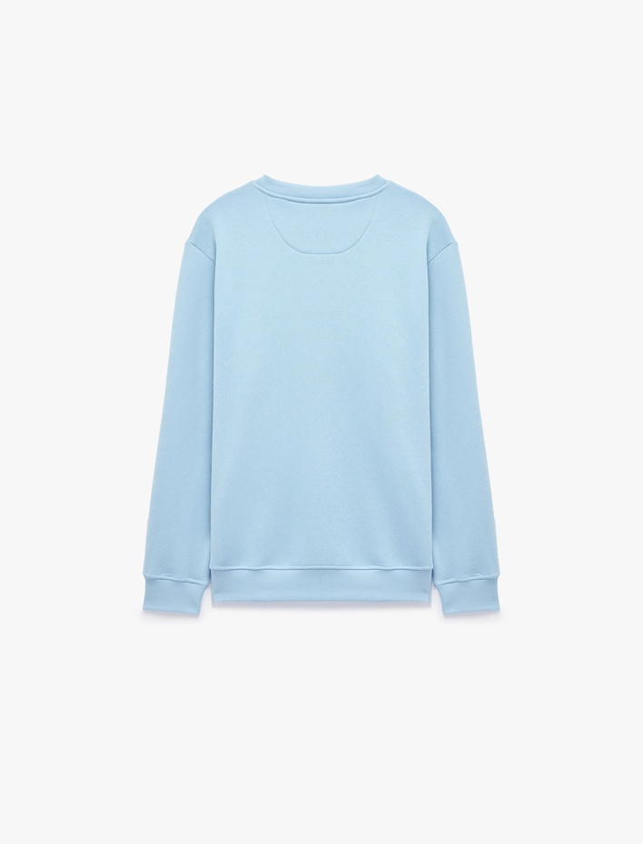  Üç İplik Şardonlu Uzun Kollu Bisiklet Yaka Baskılı Sweatshirt