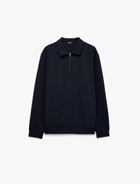 Regular Fit Uzun Kollu Yarım Fermuarlı Sweatshirt