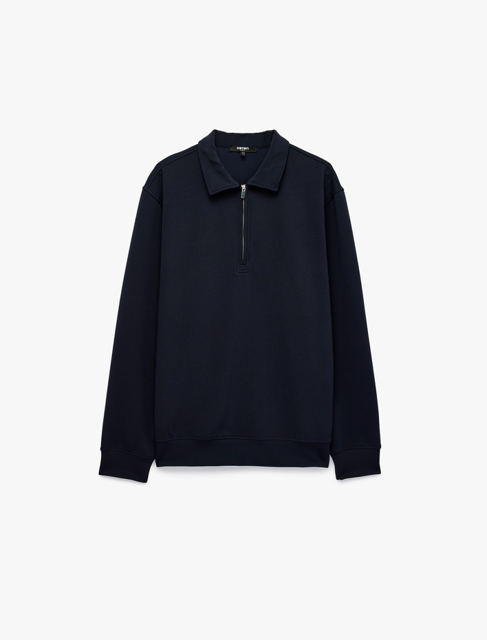  Regular Fit Uzun Kollu Yarım Fermuarlı Sweatshirt