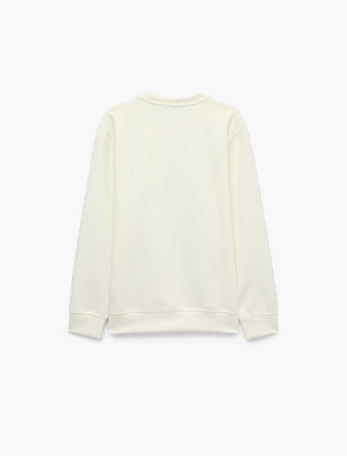  Üç İplik Şardonlu Bisiklet Yaka Uzun Kollu Baskılı Sweatshirt