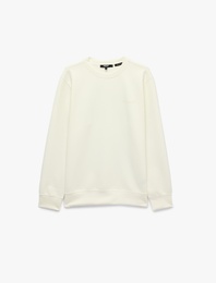 Üç İplik Şardonlu Bisiklet Yaka Uzun Kollu Baskılı Sweatshirt