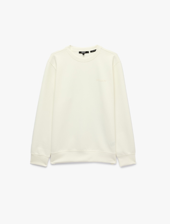  Üç İplik Şardonlu Bisiklet Yaka Uzun Kollu Baskılı Sweatshirt