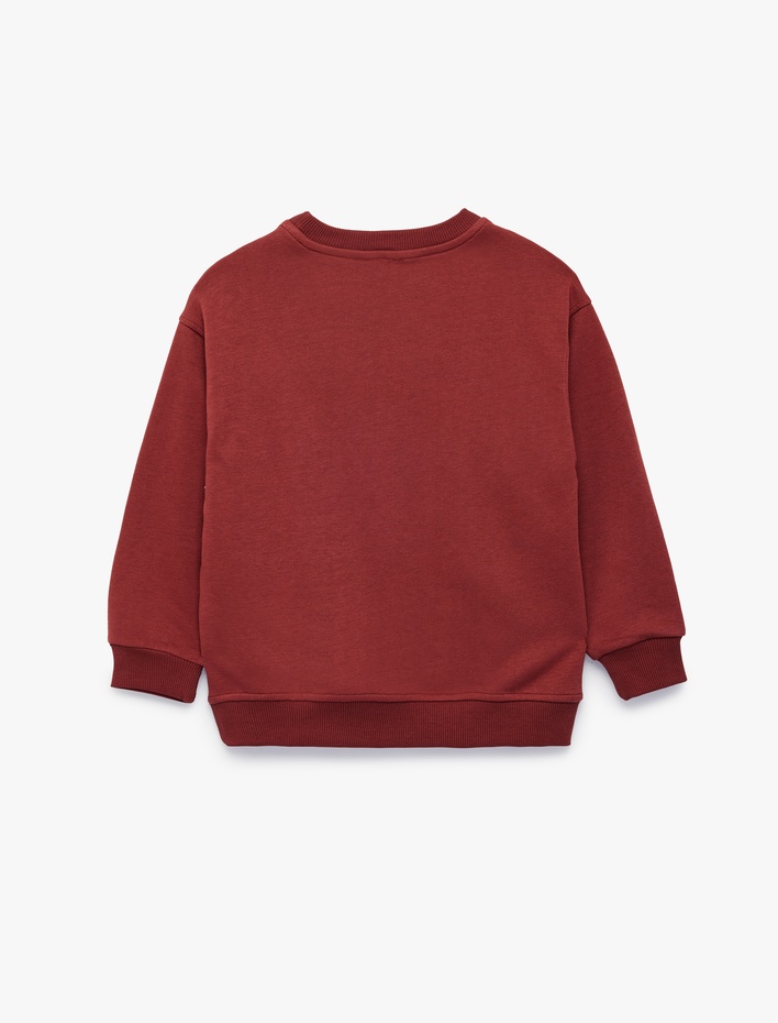 Erkek Çocuk Dinozor Baskılı Bisiklet Yaka Uzun Kollu Sweatshirt