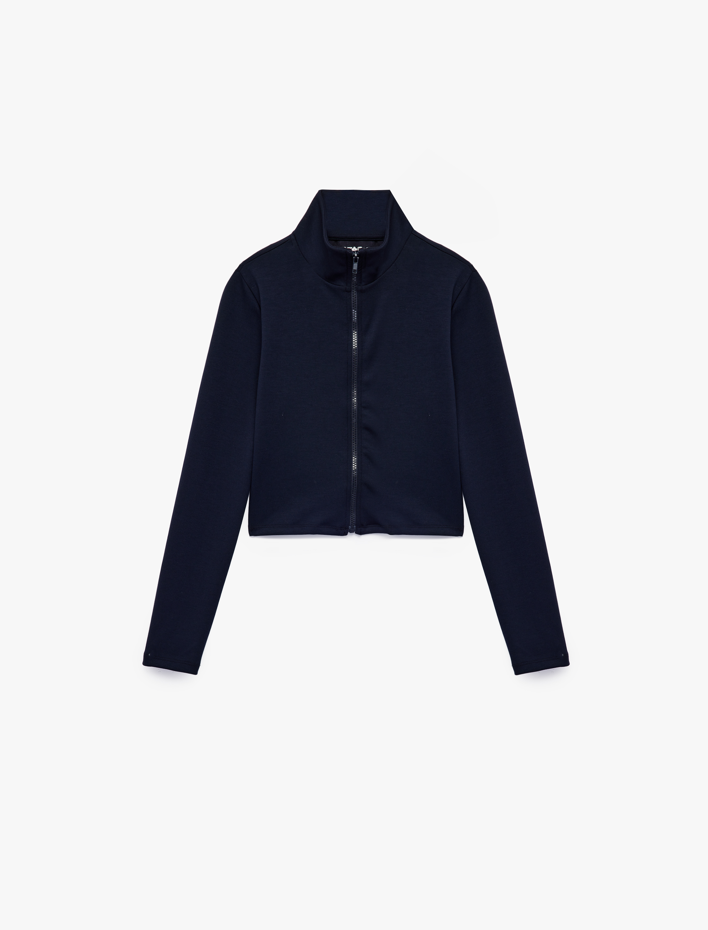   Rahat Kalıp Uzun Kollu Dik Yaka Fermuarlı Spor Sweatshirt