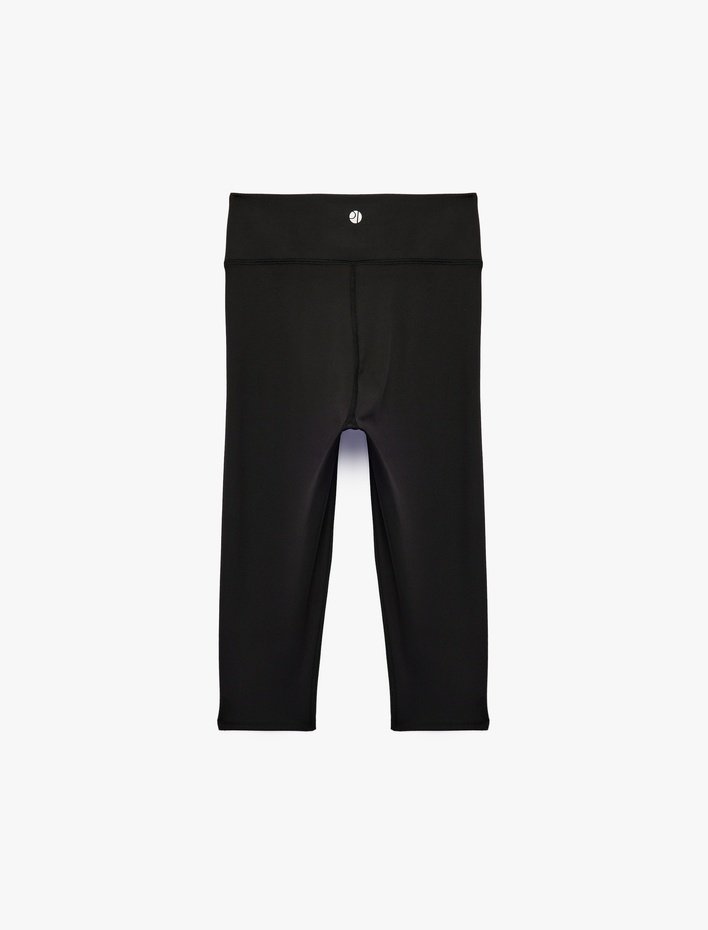  Yüksek Bel Slim Fit Yırtmaçlı Diz Altı Spor Tayt