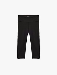 Yüksek Bel Slim Fit Yırtmaçlı Diz Altı Spor Tayt