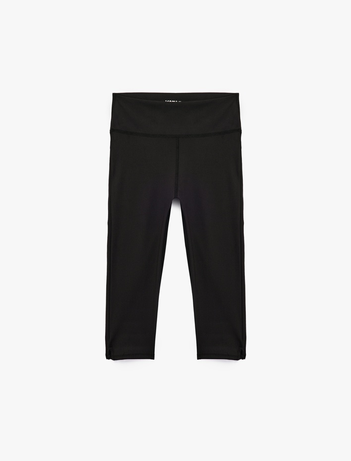  Yüksek Bel Slim Fit Yırtmaçlı Diz Altı Spor Tayt
