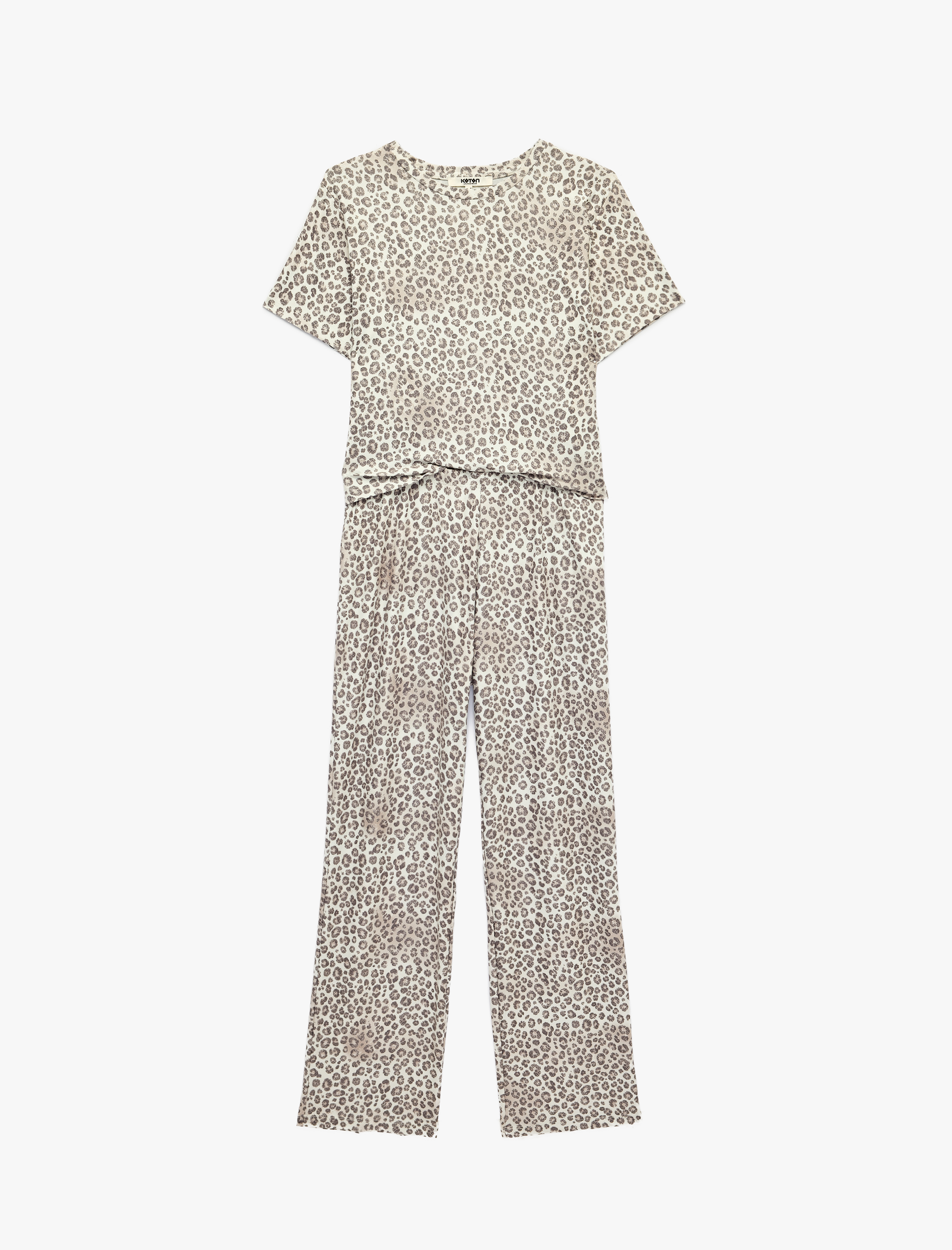   Leopar Desenli Kısa Kollu Pijama Takımı
