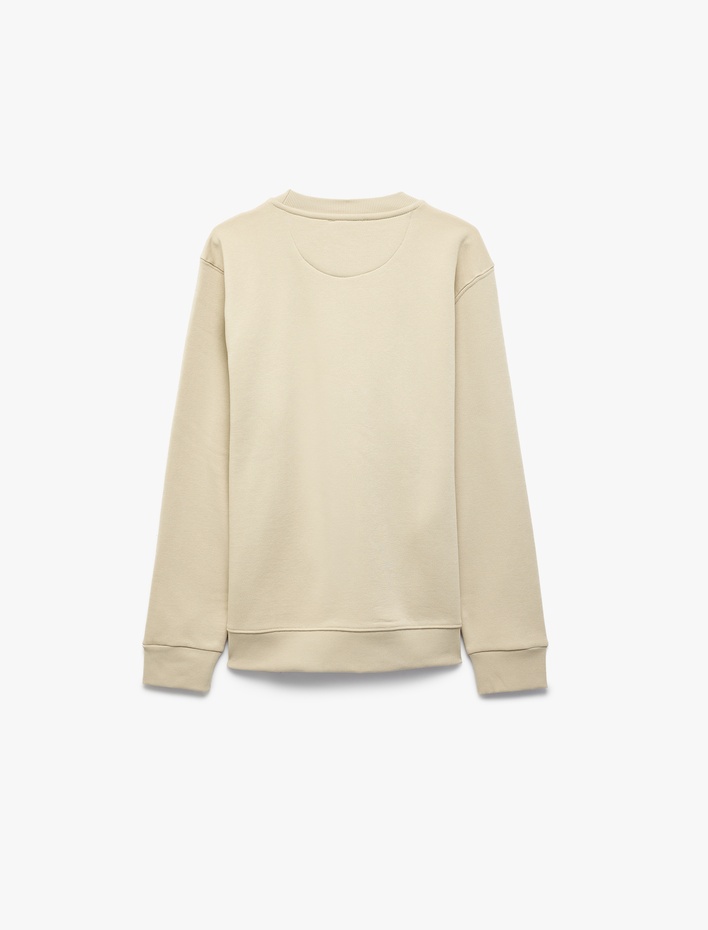 Uzun Kollu Üç İplik Şardonlu Bisiklet Yaka Baskılı Sweatshirt