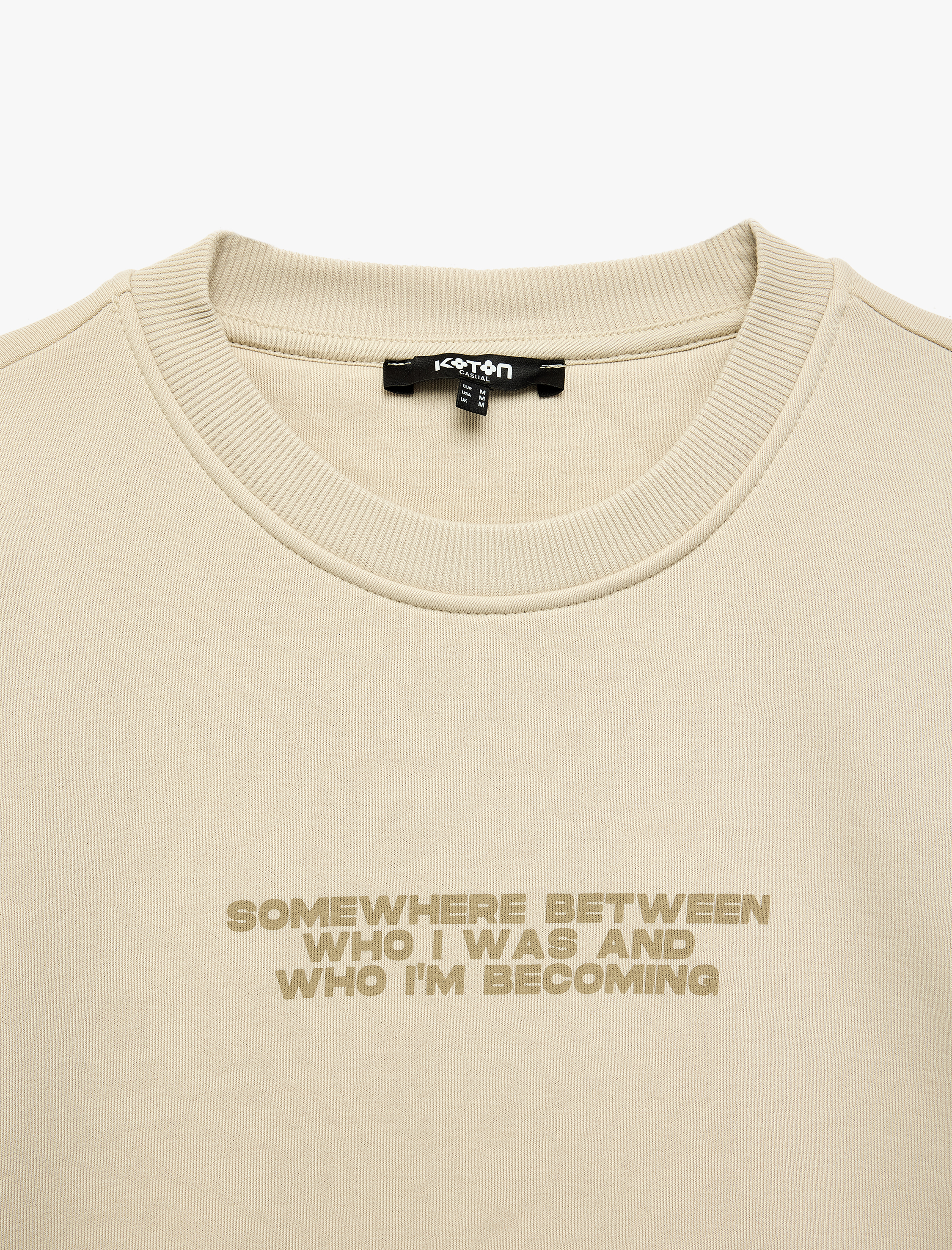   Uzun Kollu Üç İplik Şardonlu Bisiklet Yaka Baskılı Sweatshirt